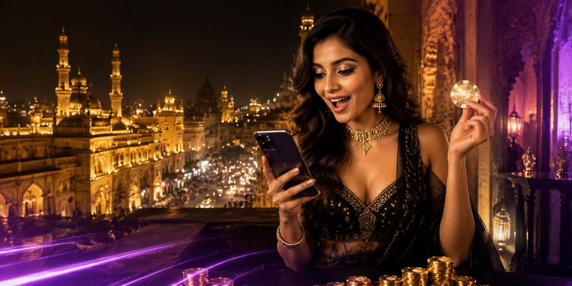 Lottery enthusiast using a mobile to place lottery bets in Lucknow old city